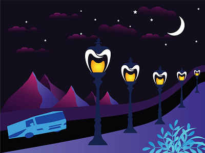 moonlit night design design drawn illustration illustrator vector