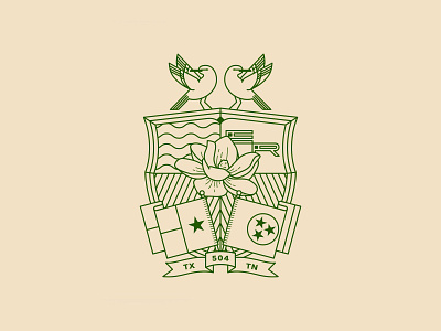 Coat of arms bird coat of arms crest crest logo design family crest illustration magnolia mockingbird tennessee texas tn tx vector