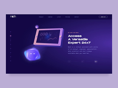Nesh - The Smart Assistant // Why Use Nesh 3d animation animations assistant bot branding character emotion future gradient interaction nesh transition ui web webdesign website