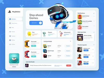 PlayStation // App Dashboard app app design application dashboard design game playstation product ps ps5 sony ui ux