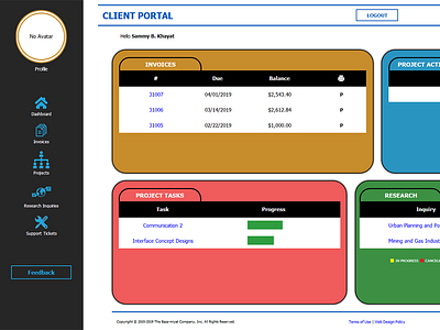 Client Portal version 3 - Dashboard View web application web application design