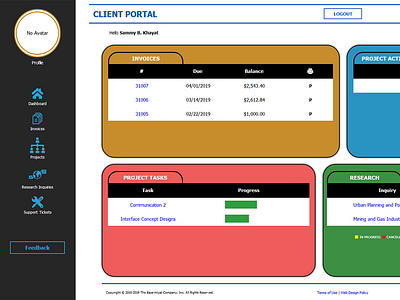 Client Portal version 3 - Dashboard View