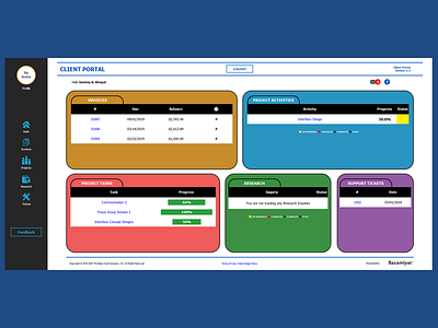 Client Portal version 3.3 - Dashboard View