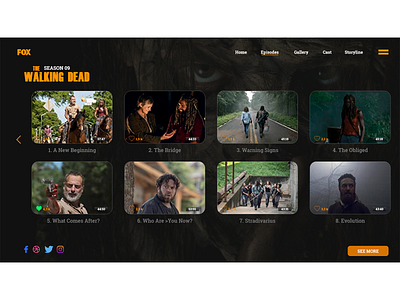 UX/UI Design. Website The Walking Dead - Episodes Page. aplicación appdesigner diseño diseño web freelance designer ilustración marca móvil programas de televisión prototype publicidad digital sitio web ui ux web website