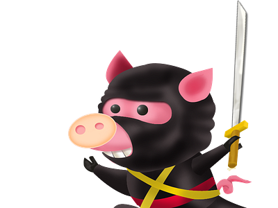 Ninja Pig black character coloring concept ninja photoshop pig pink
