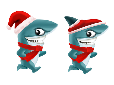 Shark as Santa christmas coloring ps red santa sea blue season shark