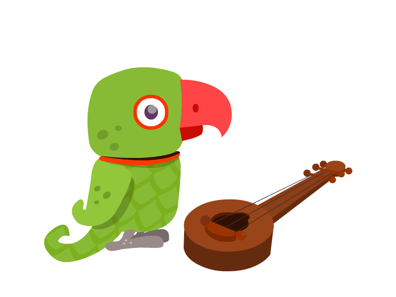 singing parrot (parakeet) banjo green parakeet parrot playing singing