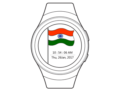 Indian Flag flat gear s2 indian flag outline s3 shape tween tri color watch face idea