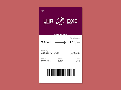 Qatar Airways boarding app - Day #02 app boarding boarding pass daily daily ui pass ui ux