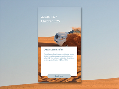 Dubai Safari Trip app booking concept dubai safari ui ux