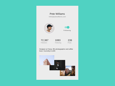 Overlap Profile app clean ios minimal photography profile switch ui ux