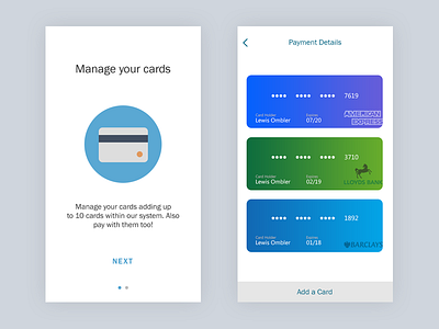 Card Management bank banking card clean interface manage minimalux mobile money onboarding ui