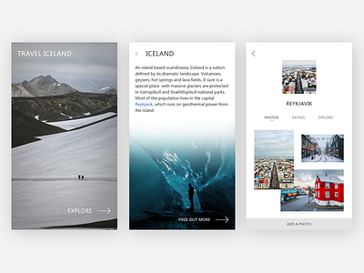 Travel Iceland clean iceland minimal photography screen travel ui ux white