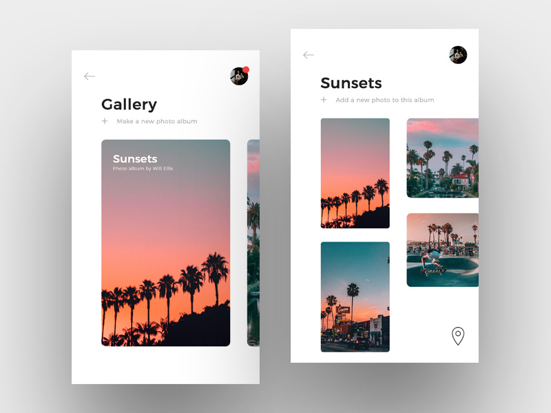 Gallery, Image viewing images white simple clean minimal ux ui app sunset america la gallery