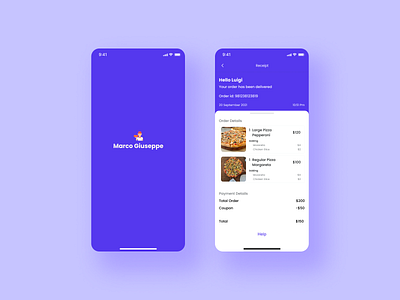 Marco Giuseppe - 🍕Pizza Food Delivery app design mobile pizza receipt simple ui ux