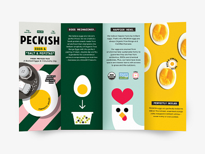 Peckish – Brochure brand design cpg education eggs food graphic design natural food organic peckish print product brochure product storytelling