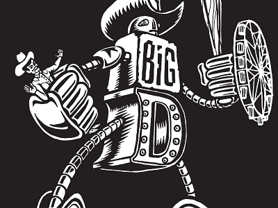 Big D big big tex cowboy illustration robot shirt