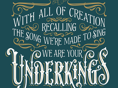 Underkings blue and gold design lettering type victorian