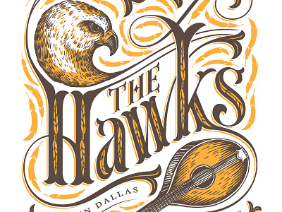 The Hawks hawks lettering mandolin poster type