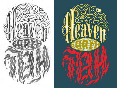 Heaven Hell dove drawing earth hand lettering heaven hell