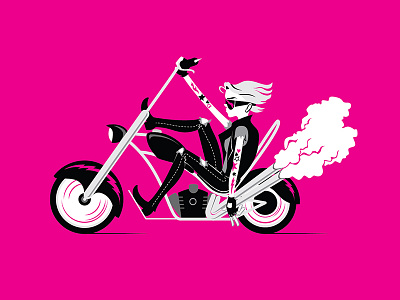 Biker Chick biker chopper illustration magenta motorcycle