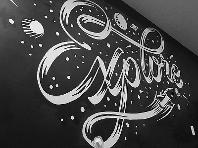 Explore Mural explore hand lettering mural paint planets rocket script space