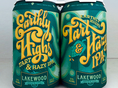 LBC EARTHLY HIGHS IPA can craft beer design green ipa label lettering packaging yellow