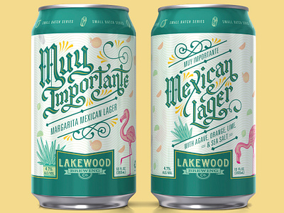 Lakewood Brewing Muy Importante agave beer beer can blackletter flamingo handlettering illustraion lettering salt