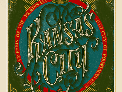 Kansas City, MO arrow corn crown hand lettering lettering