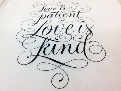 Love Is Patient hand drawing lettering script