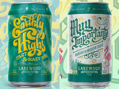 Lakewood Small Batch Series 1 60s beer can blackletter flamingo graphic design margarita