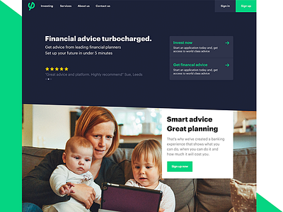 FinTech dashboard financial fintech ifa landing page ui ux