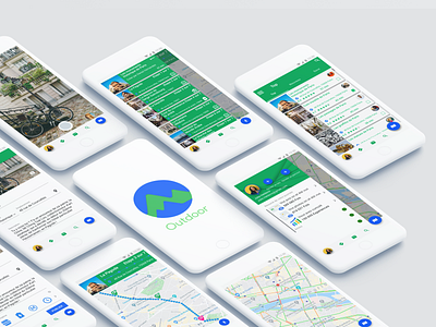 Google Outdoors Mockup 2d app branding design flat mockup ui ux