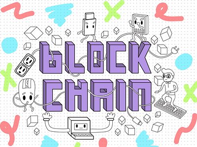 My Blockchain is This Big! adobe appdevelopment blockchain characterdesign design discover illustration illustrator uidesign