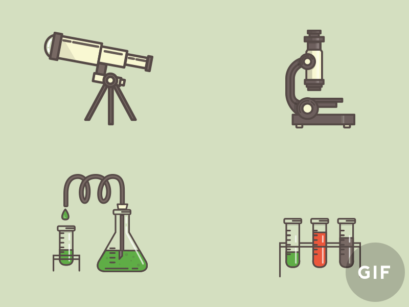 SCIENCE! beaker experiment icon illustration microscope refraction science telescope test tube