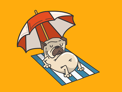 Squishy Beacher beach dog fat illustration pug sticker