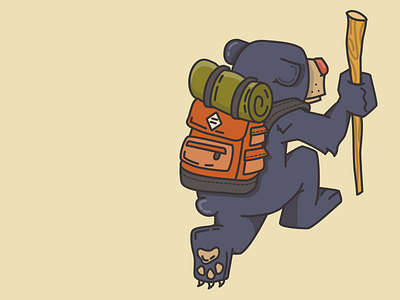 Berry huntin' backpack bear hike illustration sticker