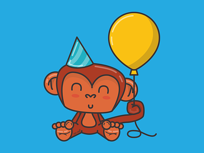 Party Chimp balloon illustration monkey party sticker