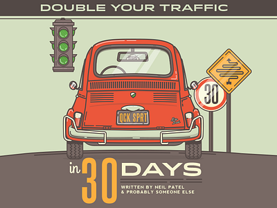 Double your traffic in 30 days car cover fiat illustration title traffic