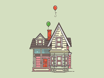 We're on our way, Ellie. balloon house illustration pixar up