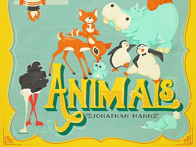 Animals album cat cover deer hippo illustration ostrich penguin rabbit type typography