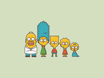 Whole fam bart family homer icon illustration lisa maggie marge simpsons