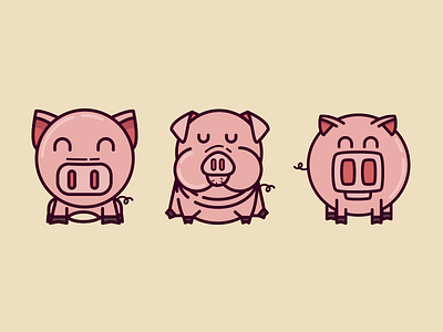 Coupla' pigs bacon illustration mascot pig