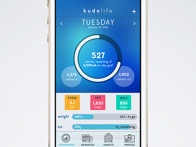 Dashboard dashboard exercise health ios iphone mobile weightloss