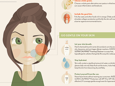 How to maintain healthy looking skin aveeno beauty carrot heart illustration infographic skin woman