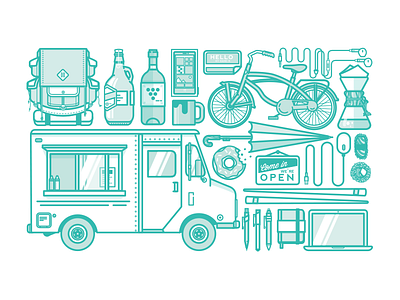 S'up Vancouver? backpack beer bike coffee doughnut food truck hello startup sushi umbrella wine