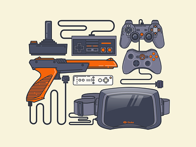 Game day controller icon illustration nes zapper nintendo oculus playstation retro xbox