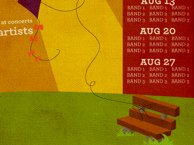 Cates Park Concert Series Poster bench concert music poster texture