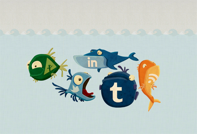 Social Media icons custon fish forrst icons illustration linkedin social media tumblr twitter