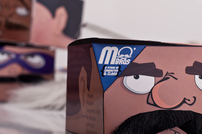 Mo bros characters moustache packaging vector